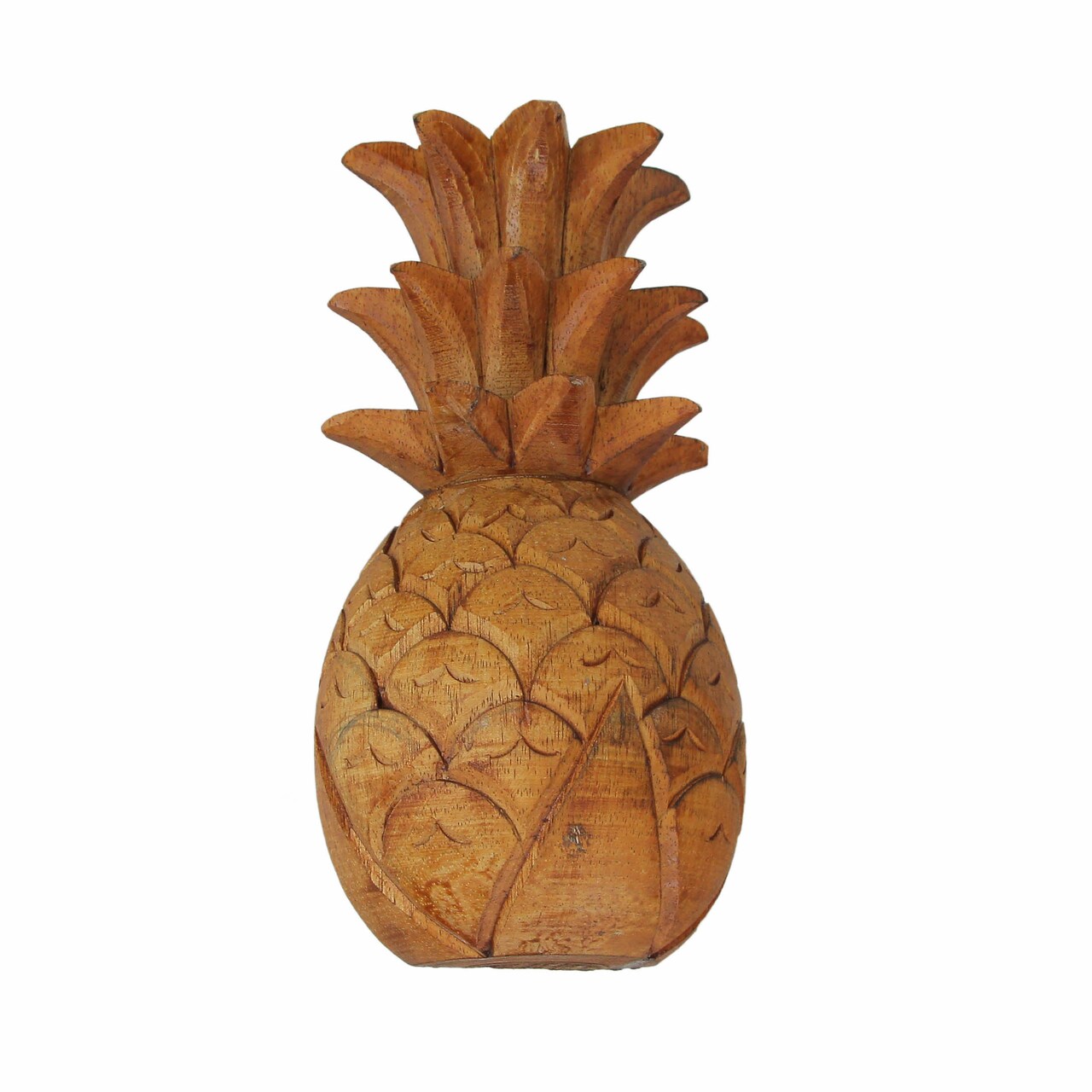 Hand Carved Wooden Pineapple Hanging Wall Art Sculpture 9.75 Inches High